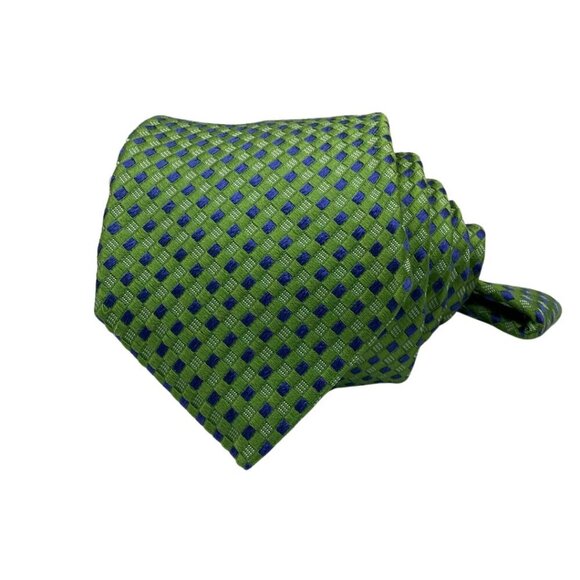 Albanese Luxurious Boutique Men's Green & Blue Checkered Tie Made in Italy #214 - Picture 2 of 4